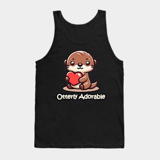 Cute and Adorable Otter loving heart valentine Tank Top